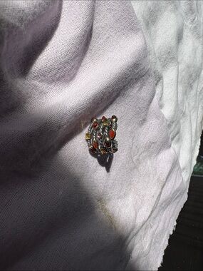 David Yurman Sterling Silver Multi-Stone Spiral Ring - Red & Yellow